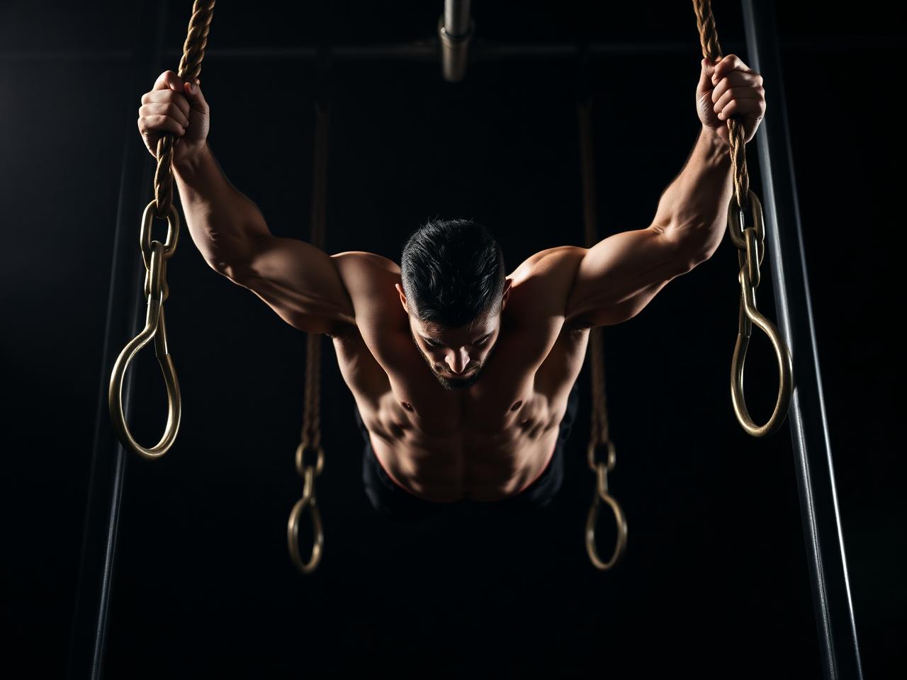 Athlete training with rings